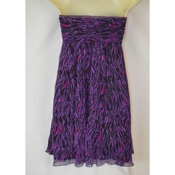 Cute Purple Strappless Express Silk Dress 4 - Picture 2 of 2